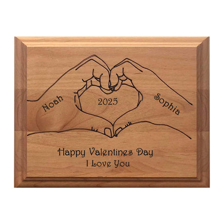 Personalized Valentine's Day Wooden Plaque - Custom Heart Hands Design Gift for Boyfriend, Girlfriend, Valentines Day Gifts for Her, Him, Wife, Husband, Women, Men, Romantic Customized Couples Sign CHEERZEER CUSTOMIZE