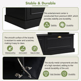 Merax Large Wall Unit Entertainment Center with Bookshelves for Televisions Up to 78'', Modern 4-in-1 TV Stand with Cabinets, Open Shelves and Golden Handles, Black, 104.2''W*81.2''H Merax