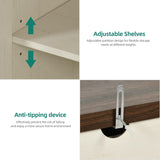 YITAHOME Television Stand for 65/55 Inch TV, Farmhouse TV Stand with 9 Drawers, Adjustable Shelves and Tempered Glass Doors, Entertainment Center TV Media Console for Living Room, Antique White YITAHOME