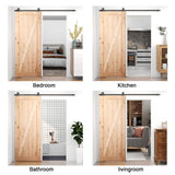 CCJH 6.6FT Sliding Barn Door Hardware Kit, Heavy Duty, Smoothly and Silently, Easy to Install, Fit 39.6" Width Single Door Panel, T-Shaped Style Black CCJH