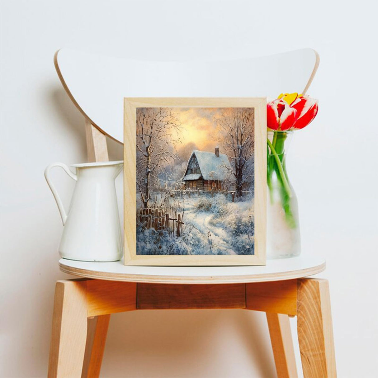 OKSGYTA Paint by Numbers for Adults Winter Village Scene Painting by Number for Adults DIY Digital Painting for Beginners Wall Decor Drawing Art Decor, 40x50cm No Frame OKSGYTA