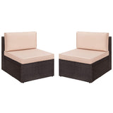 Devoko 2 Pieces Patio Furniture Sets All-Weather Outdoor Sectional Armless Sofa (Beige) Devoko