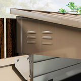 Outsunny 4.6' x 9' Steel Outdoor Storage Shed, Lean to Shed, Metal Tool House with Foundation Kit, Lockable Doors, Gloves and 2 Air Vents for Backyard, Patio, Lawn, Brown Outsunny