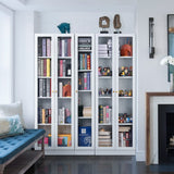 IRONMIX Modern Display Cabinet with Doors, Metal Curio Display Cabinet with Adjustable Shelves, 70.87" H China Cabinet, White Book Shelf with Storage Cabinet for Home Office Living Room IRONMIX