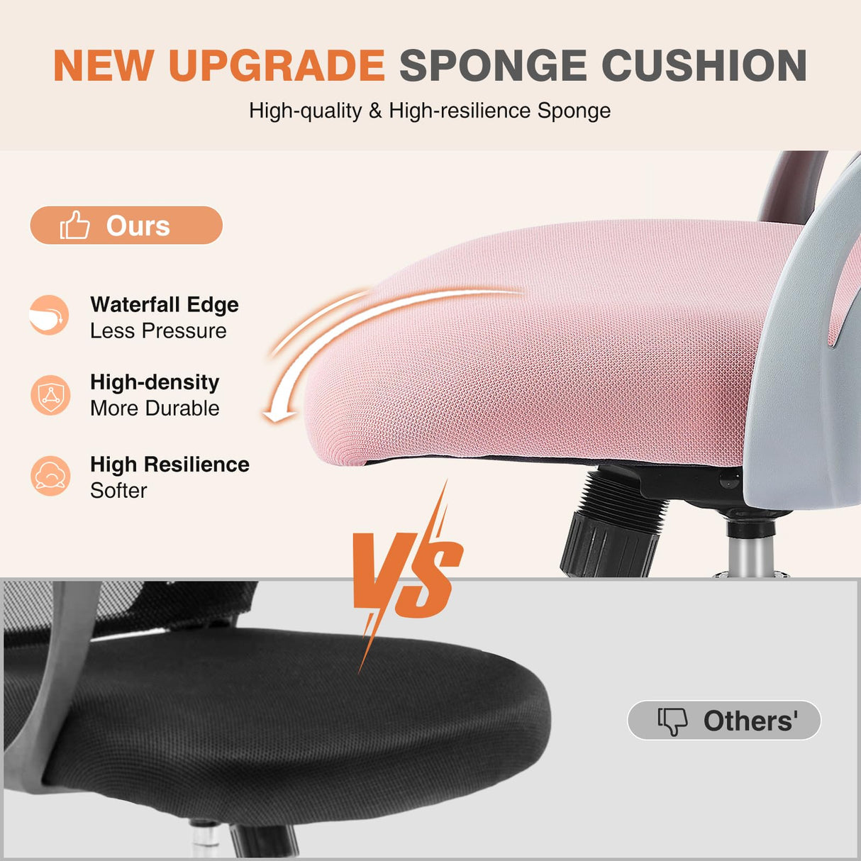 Sweetcrispy Office Computer Desk Chair, Ergonomic Mid-Back Mesh Rolling Work Swivel Task Chairs with Wheels, Comfortable Lumbar Support, Comfy Flip-up Arms for Home, Bedroom, Study, Student, Pink Sweetcrispy