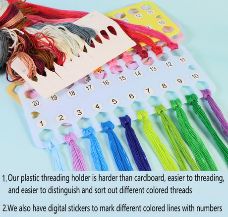 Hyamass 10-Pack Embroidery Floss Organizer Cards - Durable Cross Stitch Thread Holders Storage Tool, Portable Craft Storage for Sewing/Needlework Projects Hyamass