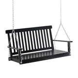 Outsunny 2-Seater Hanging Porch Swing Outdoor Patio Swing Chair Seat with Slatted Build and Chains, 440lbs Weight Capacity, Black Outsunny