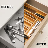 oridom Expandable Bamboo Kitchen Drawer Organizer for Cutlery and Utensils, Adjustable Bamboo Wood Cutlery Tray in Drawer for Flatware and Silverware in Kitchen, (Natural) oridom