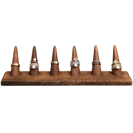 MOOCA 2 Pcs Set Finger Ring Stand Jewelry Display Holder Showcase Display Stands 11 x 2 1/4 x 2 3/4 in, Brown Color MOOCA