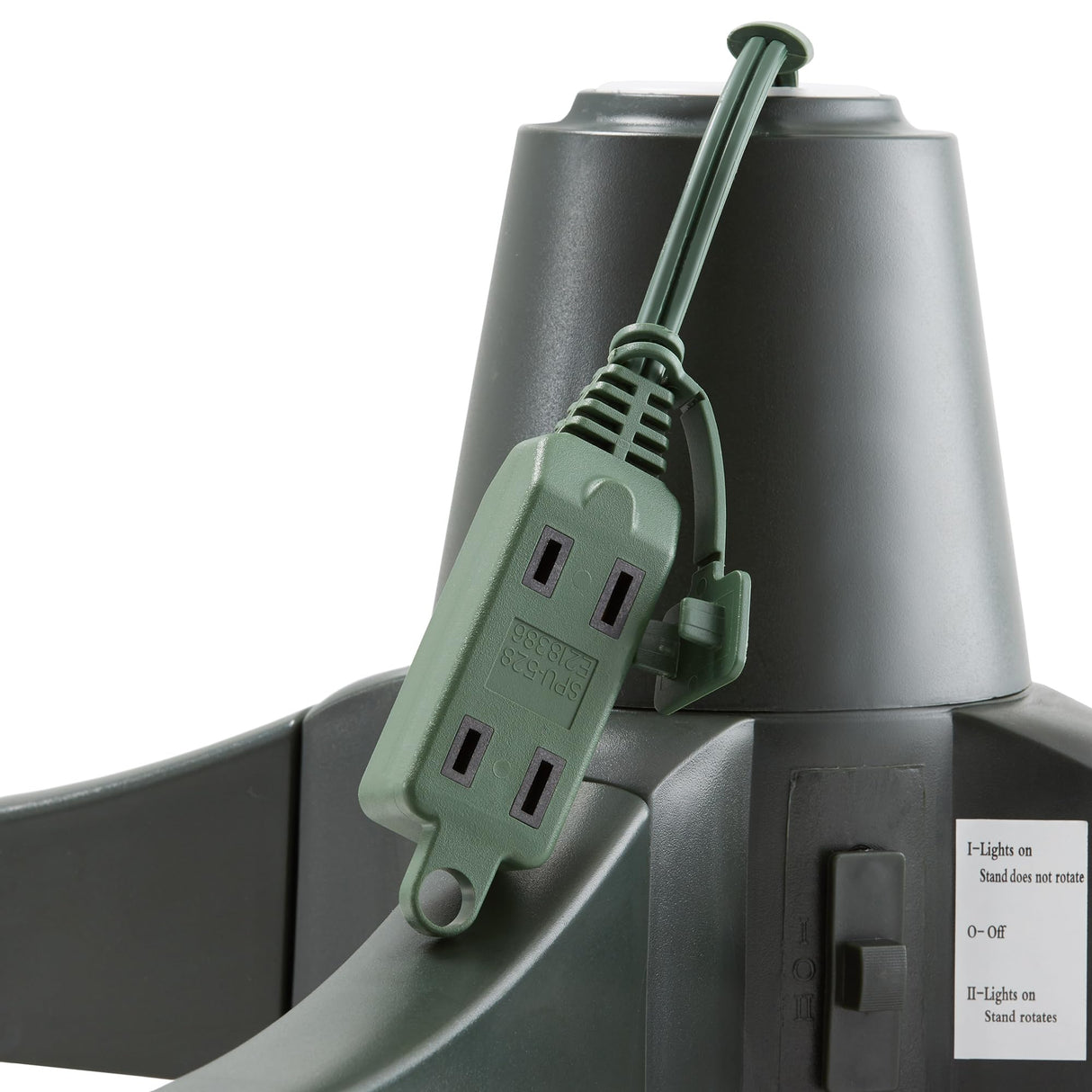 Casafield 360-Degree Rotating Christmas Tree Stand - Adjustable Revolving Base for Up to 7.5 FT Artificial Tree with 3 Built-in Electrical Outlets, Green Casafield