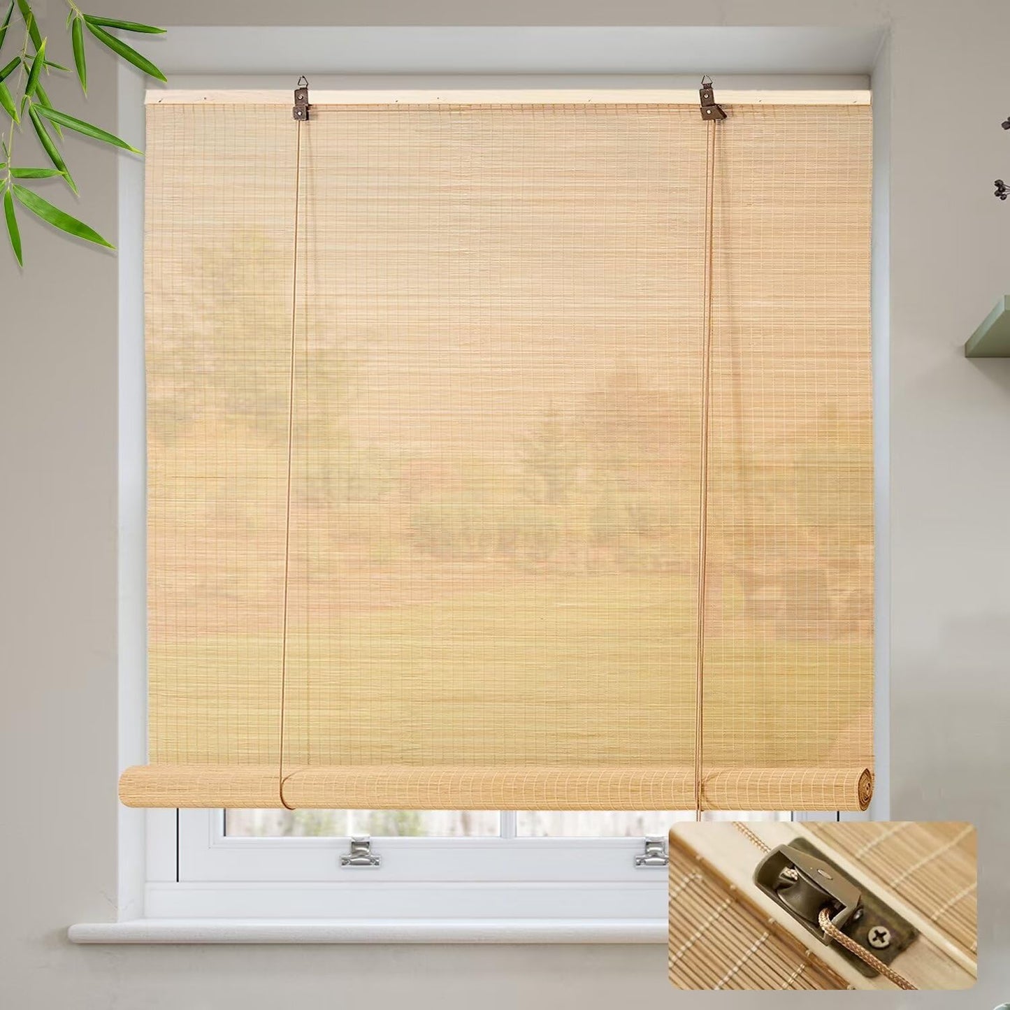 Outdoor Reed Roller Blinds for Patio and Porch,Easy Installation,Privacy Protection,and Natural Ventilation,indoor Roman Roller Shades with Lift,Blackout and Breathable Porch Reed Blinds