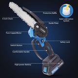 O-CONN Mini Chainsaw Cordless 6 Inch Handheld Chain Saw with Security Lock & Auto Oiler System, Portable Electric Small Chainsaw for Tree Branches, Courtyard, Household & Garden O-CONN