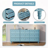 Anbuy Bedroom Set 3 PCS Scalloped 9 Drawer Dresser and Night Stand Sets for Bedroom, Two Drawers Nightstand Set of 2 & Scalloped 9 Drawer Dresser Combo 3 Pieces (Blue)
