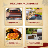 Outdoor Pellet Pizza Oven - Original Pellethead PoBoy Wood Fired Portable Oven with Pizza Peel, Blower, 13" Stone Accessories Kit Pellethead