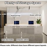 ZGNBSD Reception Desk - Modern Front Desk with Hidden LED Lighting, Customizable Logo, No Assembly Required, Ideal Checkout Counter, Stylish Retail Counter for Professional Spaces (White A, 84") ZGNBSD