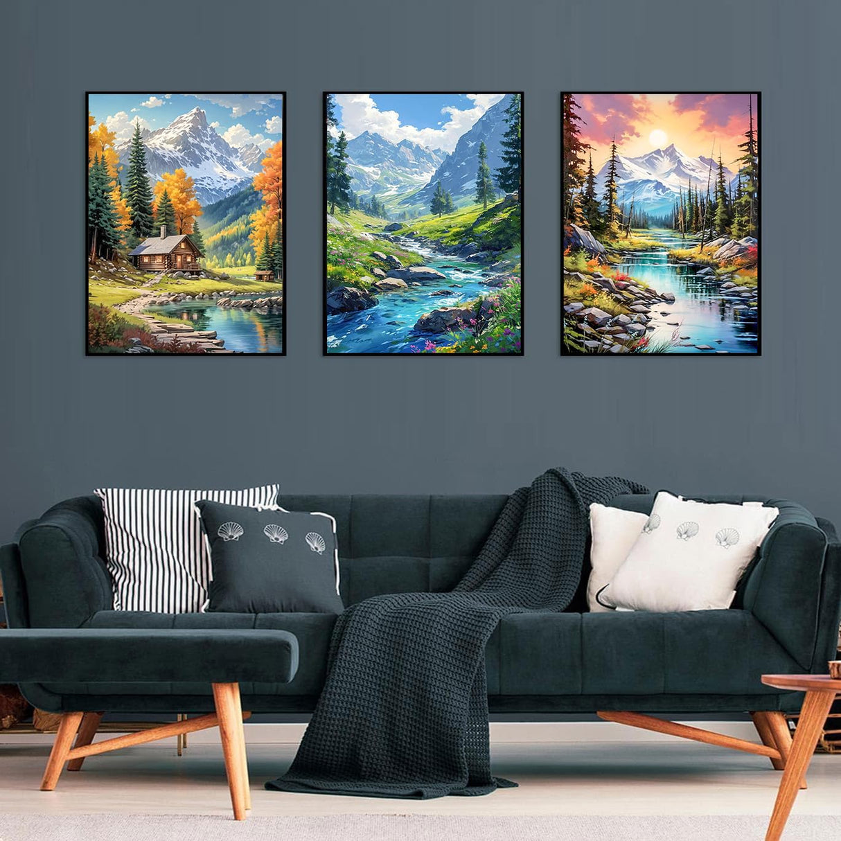 Diamond Art Kits for Adults - 3 Pack Landscape Diamond Painting Kits for Adults, 5D Round Full Drill Landscape Gem Art, Paint by Diamonds Pictures DIY Crafts Kits 12x16inch Axquilon