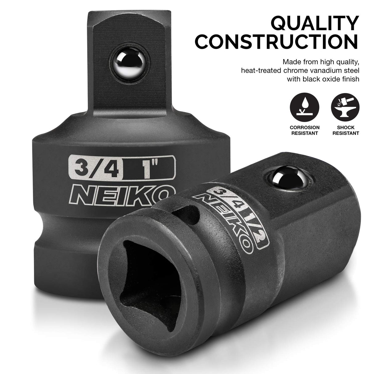 NEIKO 30223A 8 PC Impact Socket Adapter Set, Standard SAE Size, Cr-V Steel, Impact Driver & Wrench Conversion Kit, Locking Impact Socket Adapters & Reducer Set, Ball Detent, 1/4”, 3/8”, 1/2", 3/4”, 1” NEIKO