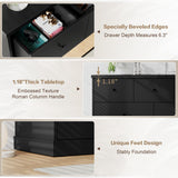 JUMMICO Dresser for Bedroom, Wide Chest of Drawers with 5 Wood Dresser Drawers, TV Stand, Modern Design for Bedroom, Living Room, Hallway, and Entryway (Black) JUMMICO