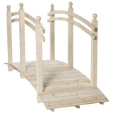 Outsunny 7.5' Wooden Arch Garden Bridge, Safety Rails for Backyard Ponds, Creeks, Streams, Natural Aosom