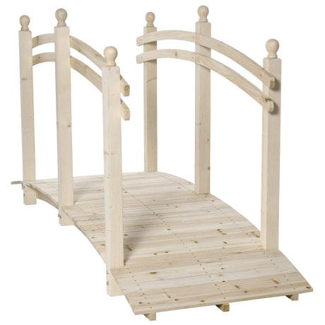 Outsunny 7.5' Wooden Arch Garden Bridge, Safety Rails for Backyard Ponds, Creeks, Streams, Natural Aosom