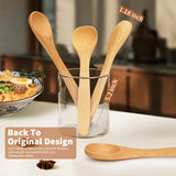 5.2 Inch Bamboo Spoons, Small Wooden Spoons for Condiments, Spices, Sugar, Salt, Jam, Coffee, Hrbs and Honey, Tiny wood Teaspoons for Serving Kitchen (5 PCS) aerzip