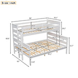 Kntyr Upgraded Version Thicken Solid Wood Twin XL Over Queen Bunk Bed, Best Wooden Twin Over Queen Bunk Bed, Bunkbed Frame Queen Size, Convertible into 2 Beds, Easy to Assemble for Adult (White) Kntyr