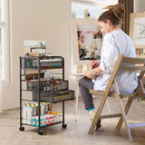 Art cart, 5 Tier Rolling Cart - Utility Cart with Storage Drawer and Wheels, Versatile Art & Craft Organizer for Home, Office, or Studio Ideal for Storing Brushes, Paints Homsorout