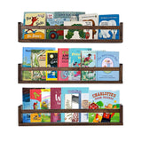 AZSKY Nursery Book Shelves 24 in Set of 3 Walnut Floating Bookshelf for Kids Room Wall Mounted Floating Shelves Solid Nursery Bookshelf Perfect Decor for Kitchen Bedroom Living Room AZSKY