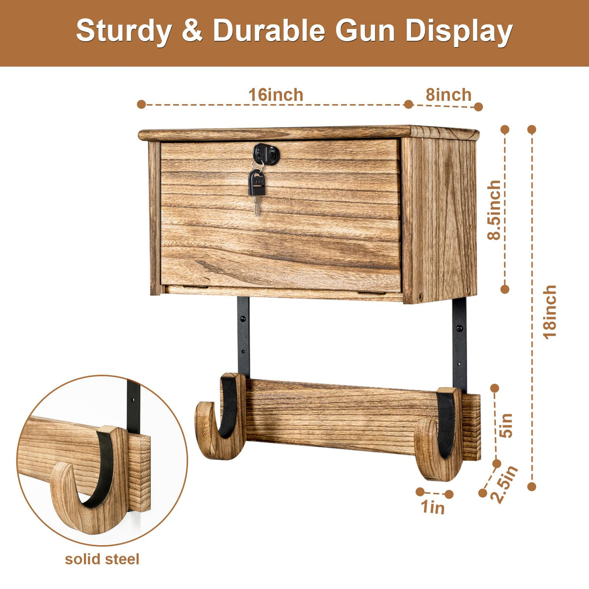 Gun Rack Wall Mount Hold Up Displays,Horizontal Gun Racks for Wall, Pistol Rack Stand,Shotgun Holder, Rifle Wall Mount,Gun Hardwood Hanger Miratino
