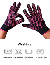 AFT90 2 Pcs Professional Heat Resistant Glove for Hair Styling Heat Blocking Gloves for Curling, Flat Iron and Hair Styling Tools, Silicone Bump, Pink Edge AFT90