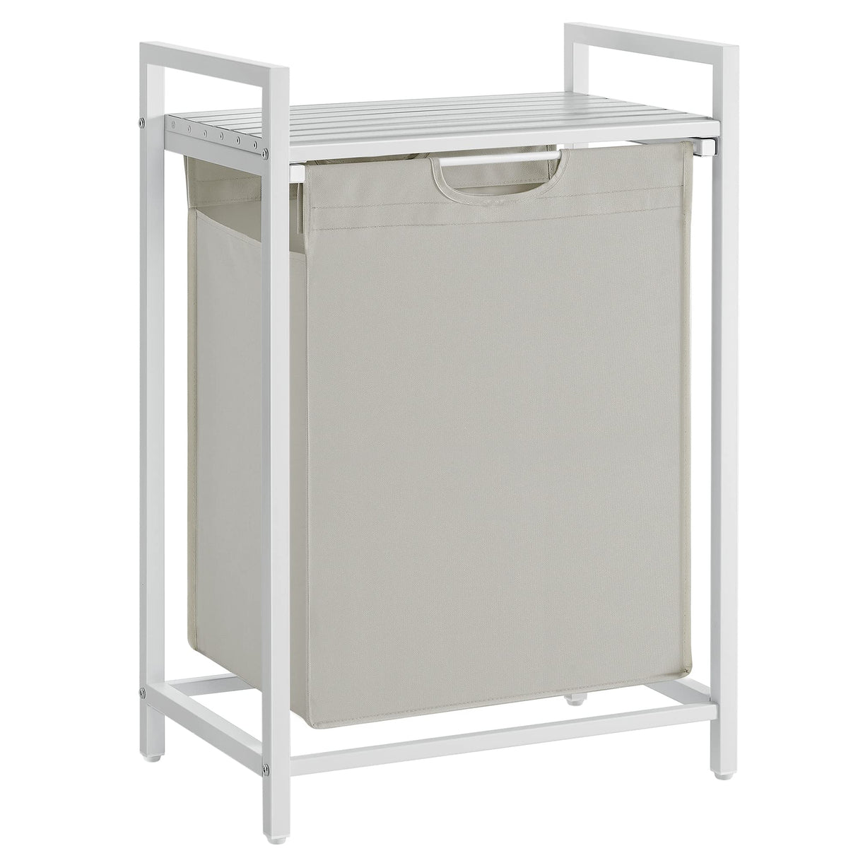 VASAGLE Laundry Hamper, Laundry Basket, Laundry Sorter with A Pull-Out and Removable Bag, Shelf, Metal Frame, 17.2 Gallons (65 L), 19.7 x 13 x 28.4 Inches, White UBLH101W01 VASAGLE