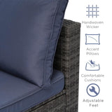 XTWEEX 7-Piece Outdoor Sectional Sofa Set, Wicker Patio Furniture with Navy Blue Cushions for Your Villa, Balcony, Porch, Backyard, Gray Rattan XTWEEX