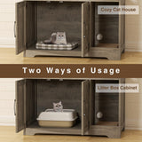 Halitaa Cat Litter Box Enclosure,Hidden Litter Box Furniture Cat Washroom with Cat Scratch Pad,Farmhouse Indoor Cat House End Table,Grey Halitaa