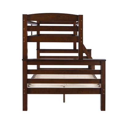 Powell Espresso Twin/Full Bunk Bed with Built-In Ladder and Detachable Design - WoodArtSupply