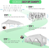 HOTEEL 10x30 Canopy Tent with Walls Party Tent 10x30 Pop Up Canopy Event Tent 10x30 UPF 50+ Windproof Waterproof Wedding Tents for Parties Gazebo Canopy with Roller Bag & 4 Weights Bags,White Hoteel