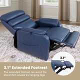 EONIX Dual Motor Lay Flat Power Lift Recliner Chair for Elderly, Electric Faux Leather Lift Chairs for Adults, 400lbs Heavy Duty Power Recliner Lift Sofa with Heat and Massage, Navy Blue EONIX