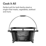 Everdure Round Cast Iron Grill & Cover – Outdoor, 2-In-1 Portable, Tabletop Grill and Griddle - 100% Cast Iron, Enameled, Durable, Small Charcoal Grill, Camping Stove or Hibachi Grill Everdure