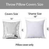 HMQIANG Sequin Pillow Covers 16''x16'' Set of 2 Silver Flip Glitter Reversible Personalized Sublimation Blanks DIY Printing Cushion Pillow Cases for Couch HMQIANG