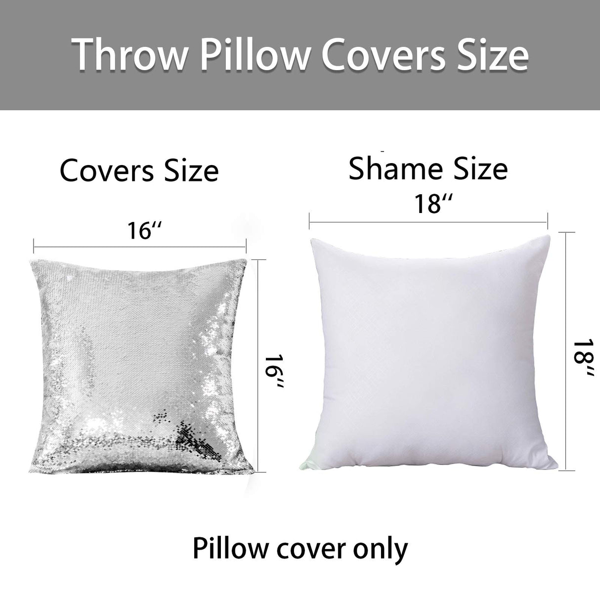 HMQIANG Sublimation Sequin Pillow Cases Blank 16 x 16 Inch 4PCS Silver and White Reversible Mermaid Flip Glitter Pillow Covers HMQIANG