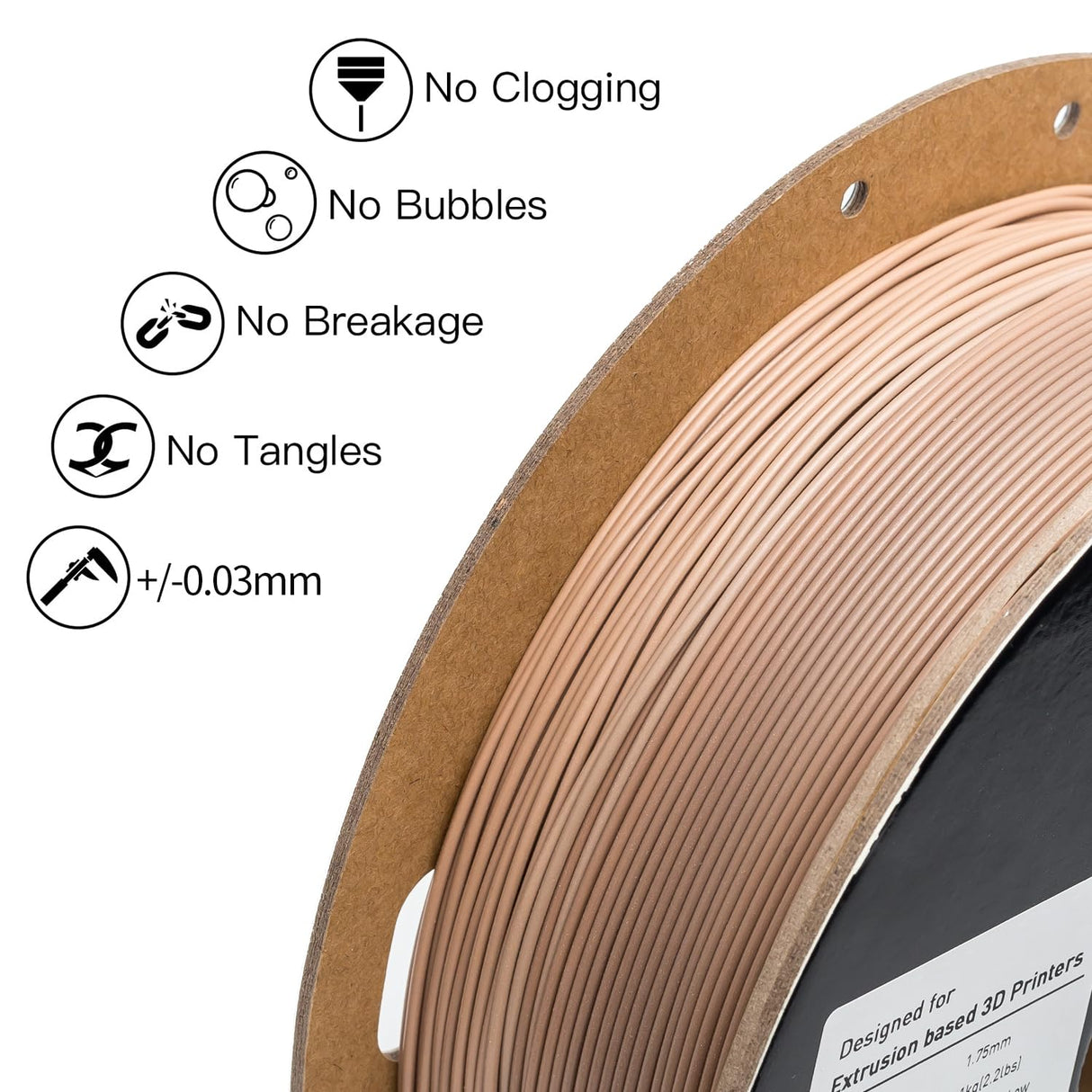 Micro Center Inland Matte PLA 3D Printer Filament, Matte Wood Rainbow 3D Printing Filament 1.75mm, 1kg Cardboard Spool (2.2 lbs), Dimensional Accuracy +/- 0.03mm, FDM/FFF 3D Printers INLAND