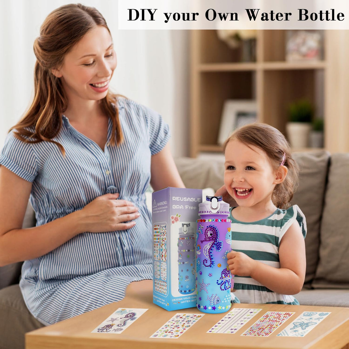 Christmas Gifts for Girls, Decorate Your Own Water Bottle Kits for Kids Age 4-5-6-8-10-12, Girl Birthday Gifts, Christmas Stocking Stuffers for Girls, Fun DIY Arts and Crafts Gift Toys for Girl Teen OZOSHINE