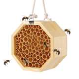 Mason Bee House - Handcrafted Natural Wooden Bee Hotel with Waterproof Wax Coating - Attracts Peaceful Pollinators, Enhances Garden Productivity NASIDE