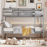 Giantex Twin Over Twin Solid Wood Bunk Bed with Safety Guard Rails and Ladder in Grey Giantex