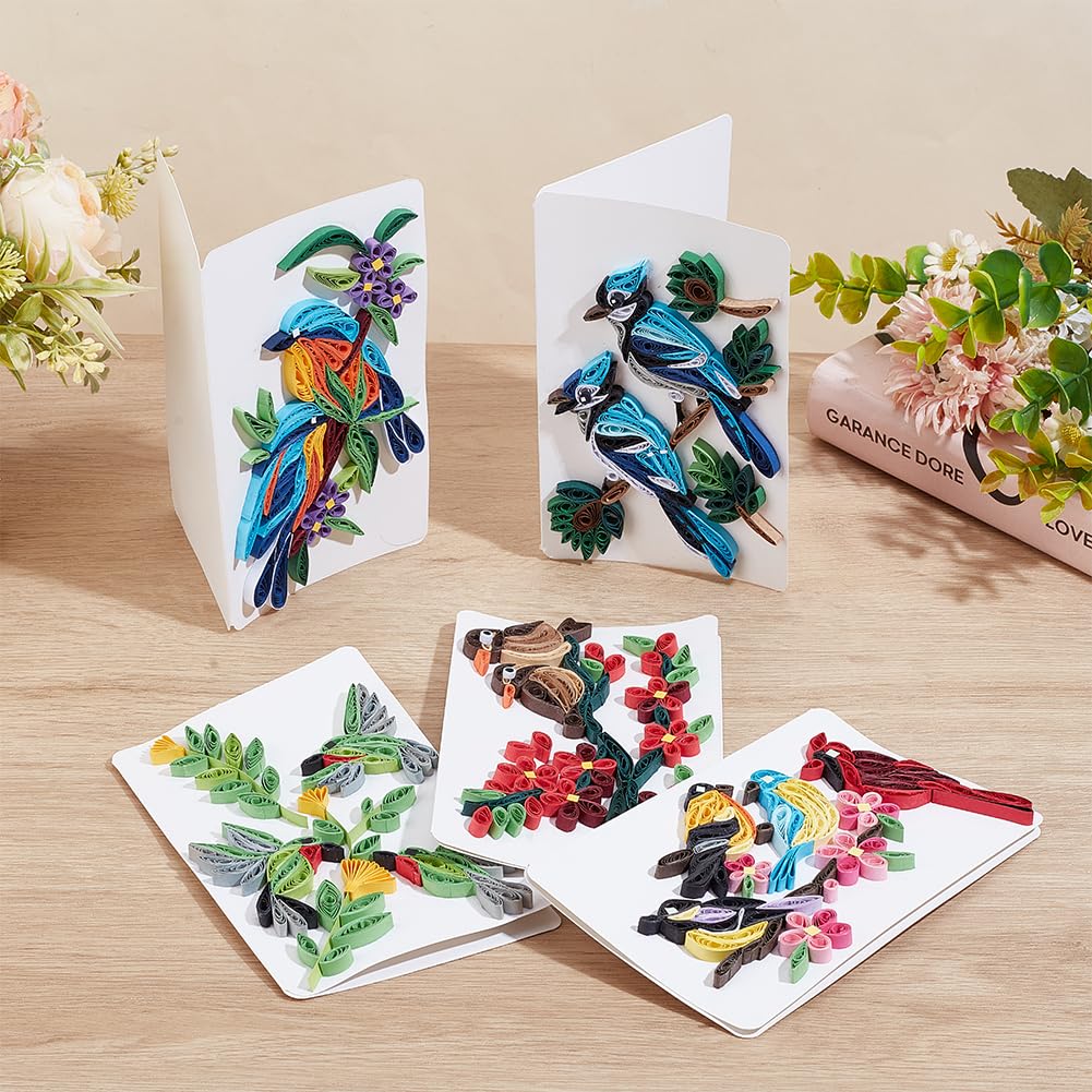 WEBEEDY 20 Sets Paper Quilling Kit for Adults Beginners DIY 5 Styles Birds Quilling Card Kit Animals Greeting Card Making Kit with Instruction DIY Quilling Supplies for Halloween Christmas Party Gifts WEBEEDY