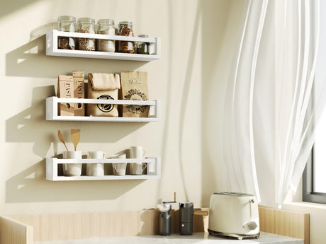 TidyCorner Upgraded Thick Floating Shelves - Multi-Use Wall-Mounted Bookshelves for Kids and Nursery, Ideal for Books, Toys, Spice Rack, Decor - White TidyCorner