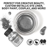 Mehron Makeup Metallic Powder | Metallic Chrome Powder Pigment for Face & Body Paint, Eyeshadow, and Eyeliner .5 oz (14 g) (Silver) Mehron