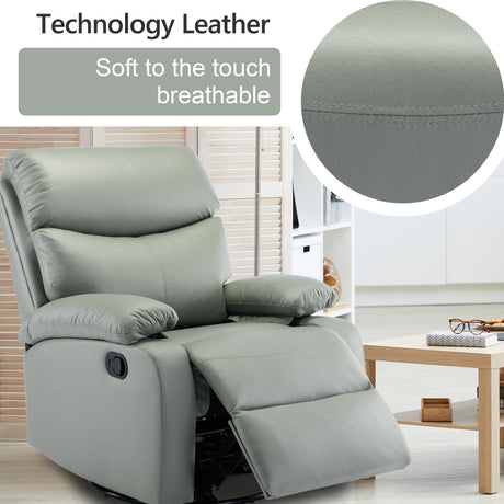 Cooexult Swivel Rocker Recliner Chair, Rocking Recliner Chair with Microfiber Leather, Small Manual Recliner Chair for Living Room, Nursery, Bedroom, RV, Green Cooexult