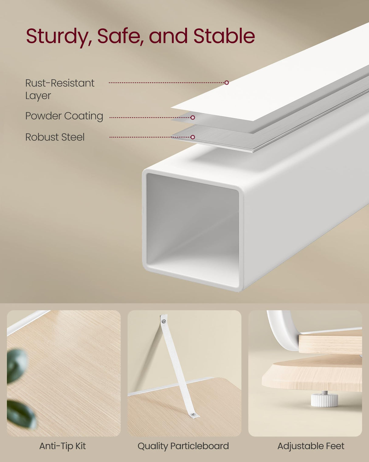 VASAGLE 4-Tier Rotating Corner Bookshelf with Bookends in Cloud White VASAGLE