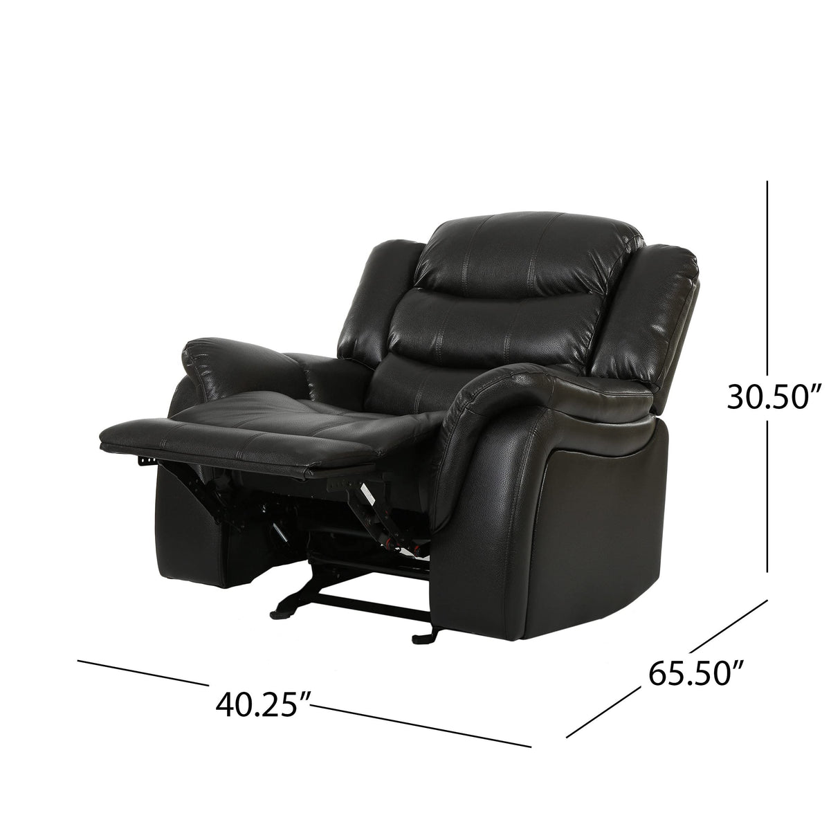 Christopher Knight Home GDFStudio Great Deal Furniture Merit Black Leather Recliner/Glider Chair GDFStudio