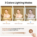 Rolanstar Vanity Desk with Lighted Mirror & Power Outlet, Makeup Vanity with 7 Fabric Drawers, 6 Storage Shelves & 3 Lighting Modes, Dressing Table for Bedroom, Girls, Women, White Rolanstar